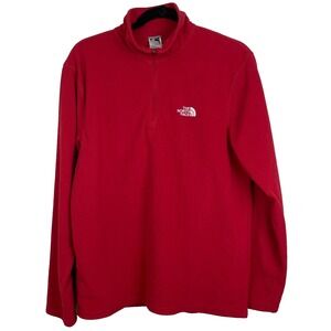 The North Face Mens 1/4 Zip Fleece Pullover Sweater Red Size Medium Casual